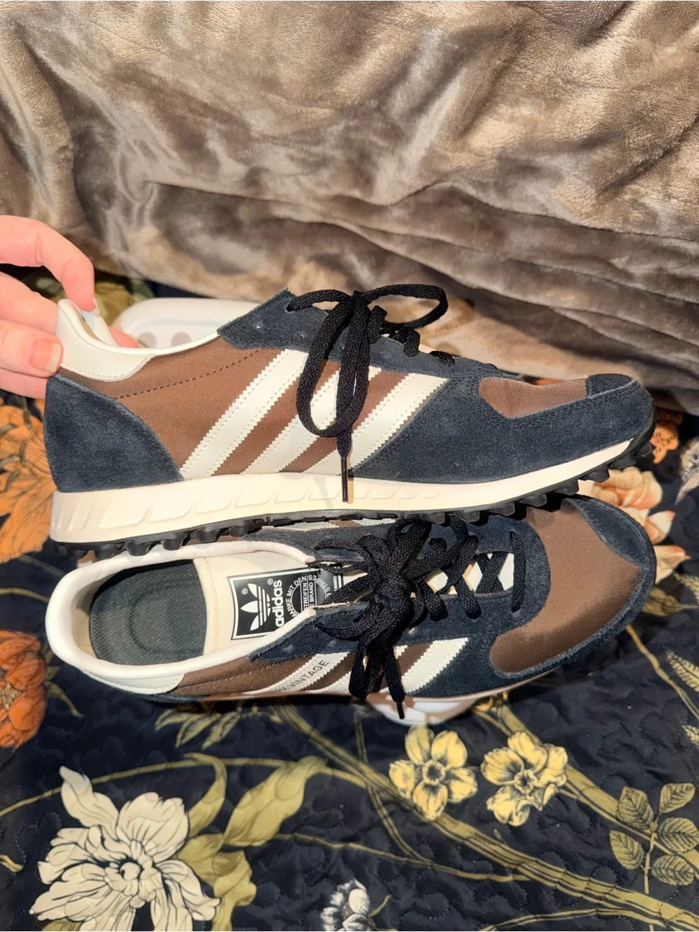 Adidas Retro Runner Sneakers in Black, Brown & White Men’s 10